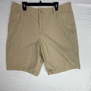 Roebuck and Co Chino Shorts 38 Tan Khaki Cotton Flat Front Casual Mens